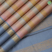 Pink yellow grey tricolor gold zari checks design grey with gold zari rettapet border trendy designer silk saree