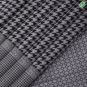 Black Colour Silver Zari Zig Zag Design Self Colour Ruthracham Small Zig Zag Border Design Luxury Black  Silk Saree