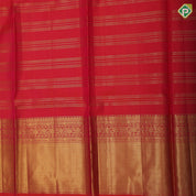 Sandal gold zari Lines and flower butta lines red gold zari cross lines border pattu paavadai lehanka