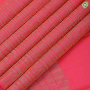 orangish pink silk thread grains design multi color temple tower weaved border signature silk saree