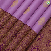 Lavender pink gold zari kandapiranda butta design purple gold zari peacock elephant butta banaras style border Fusion silk saree