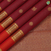 maroon gold zari vairaoosi kattam butta motifs orange and maroon gold zari retta pett border gift silk saree