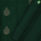 Bottle green gold zari leaf design self gold zari mango butta border gift silk saree