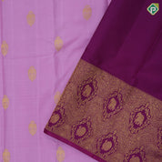 Lavender pink gold zari kandapiranda butta design purple gold zari peacock elephant butta banaras style border Fusion silk saree