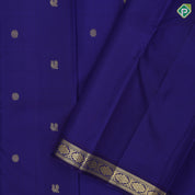 Indigo blue gold zari mayil chakkaram butta design self gold zari flower motif edge border traditional silk saree