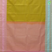 Lemon green gold zari velthari lines design paalum pazhamum design retta pett border art silk saree