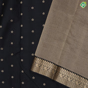 Black Colour Gold Zari Small Flower Butta Design Self Colour Mango Mayilkan Border Design Luxury Black Silk Saree