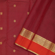 maroon gold zari vairaoosi kattam butta motifs orange and maroon gold zari retta pett border gift silk saree