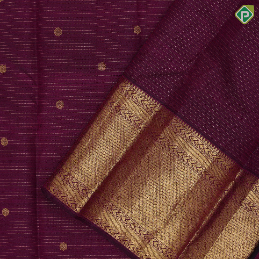 magenta gold zari vairaoosi and butta motifs design self gold zari mayilkan rack border traditional silk saree
