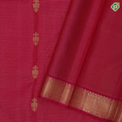 Rani Pink Gold Zari Vairaoosi Lines Gandaberunda Butta Design Self Colour Ruthracham Mayilkan Border Design Traditional Silk Saree
