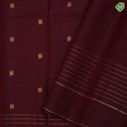 Dark Maroon Gold Zari Peacock Butta Design Self Colour Double Line Border Design Traditional Silk Saree