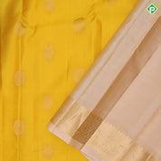 Lemon Yellow Gold Zari Gandaberunda Chagaram Butta Design Cream Colour Peacock Ruthracham Border Design Pure Mix Silk Saree