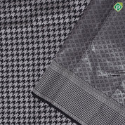 Black Colour Silver Zari Zig Zag Design Self Colour Ruthracham Small Zig Zag Border Design Luxury Black  Silk Saree