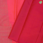 orangish pink silk thread grains design multi color temple tower weaved border signature silk saree