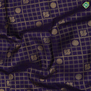 Dark blue gold zari peacock chakram butta checks design peacock green gold zari retta pattai border bridal silk saree