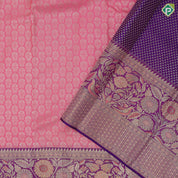 Bubblegum Pink Gold Zari Flower Design Purple Colour Bride Flower Ruthracham Border Design Wedding Silk Saree