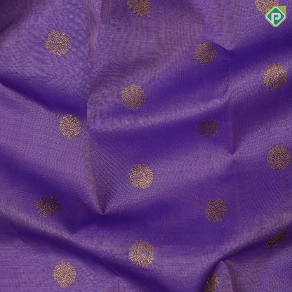 Dark lavender gold zari chakkaram butta motifs self gold zari double peacock butta design border traditional silk saree