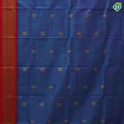 Azure blue silver gold zari checks peacock mango butta red gold zari cross line border pattu paavadai lehanka