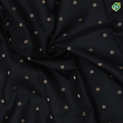 Black Colour Gold Zari Small Flower Butta Design Self Colour Mango Mayilkan Border Design Luxury Black Silk Saree