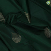 Bottle green gold zari leaf design self gold zari mango butta border gift silk saree