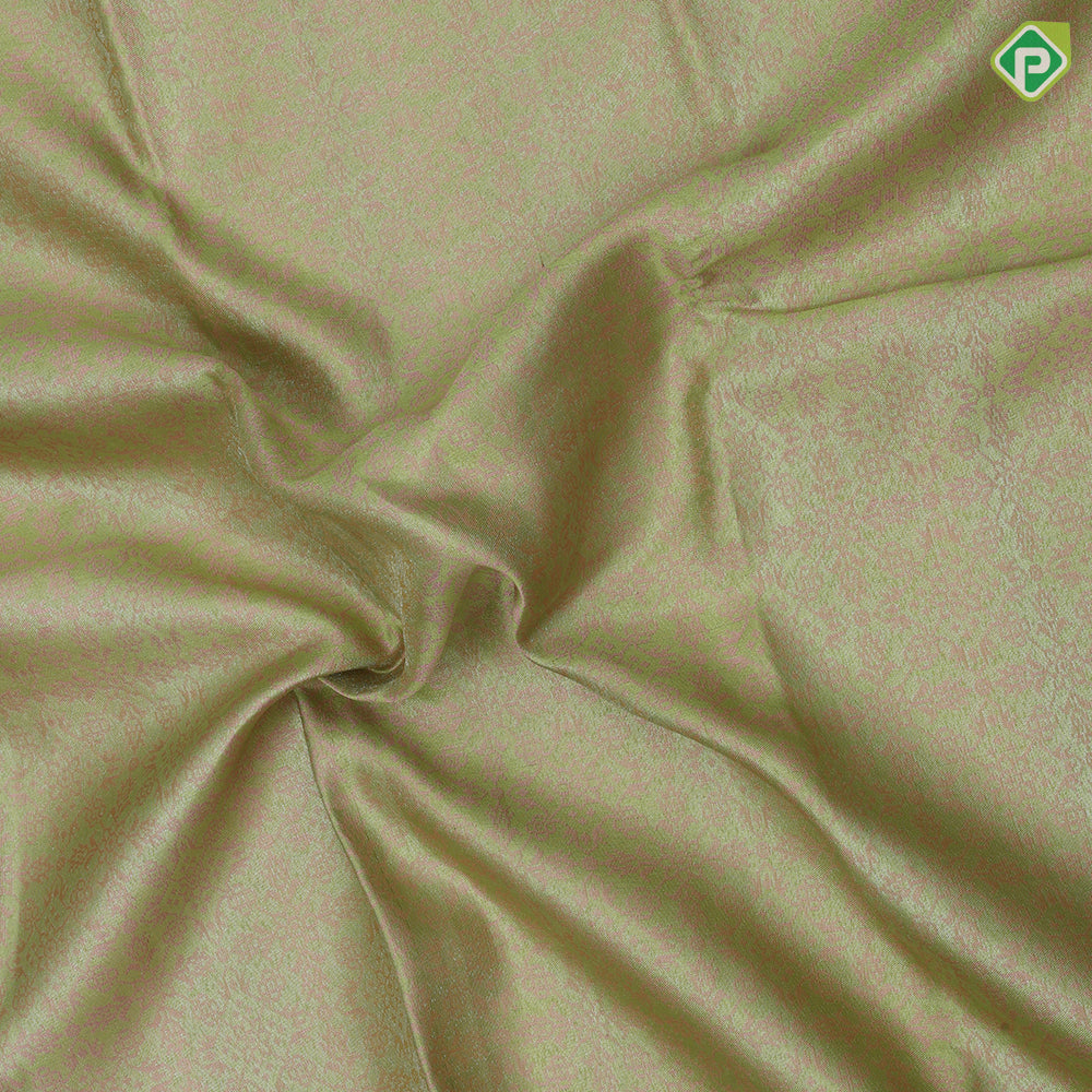 peach with parrot green sustainable mose design self with gold zari turning green edge border trendy designer silk saree