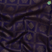 Berry blue gold zari rangoli checks blueish grey temple view border trendy designer silk saree