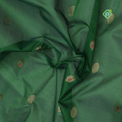 bottle green with zari butta meena work lemon yellow gold zari border kuppadam silk cotton saree