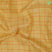 Lemon yellow silver zari checks gold zari butta self silver gold zari meena work border Navratri special silk saree