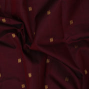 Dark Maroon Gold Zari Peacock Butta Design Self Colour Double Line Border Design Traditional Silk Saree