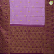 Lavender pink gold zari kandapiranda butta design purple gold zari peacock elephant butta banaras style border Fusion silk saree