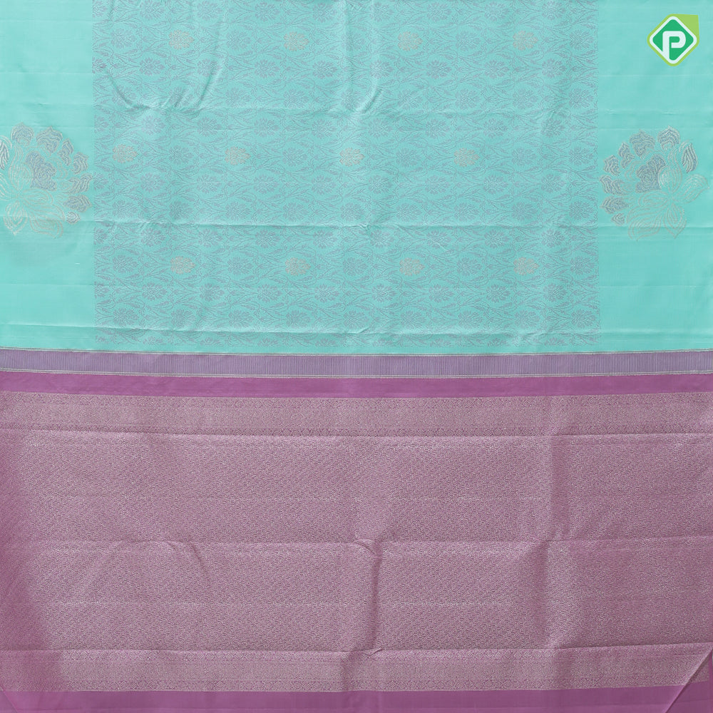 Sea blue purple silver gold zari creeper design self silver gold zari meena work butta border trendy designer silk saree