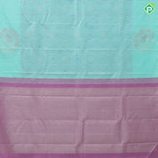 Sea blue purple silver gold zari creeper design self silver gold zari meena work butta border trendy designer silk saree