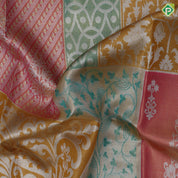 Multi color silver zari by zari multi designed shapes Mustard gold zari mayilkan diamond border exclusive bridal silk saree