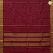 Maroon gold zari checks design self gold zari bavanji green edge border koorai pattu saree