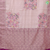 Tusser pink multi color embroidered design purple gold zari banaras style border pallu tusser silk saree