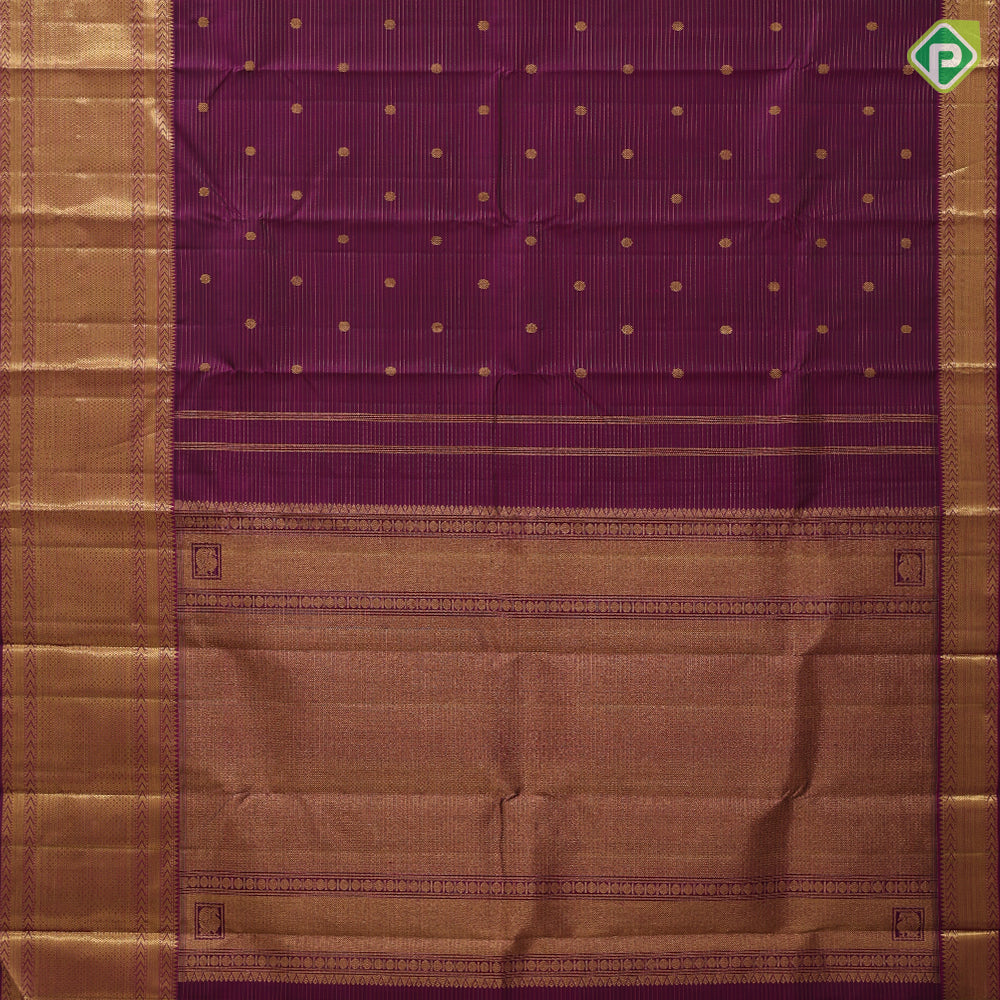 magenta gold zari vairaoosi and butta motifs design self gold zari mayilkan rack border traditional silk saree
