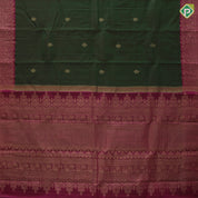 Emarald green gold zari leaf butta motif purple gold zari peacock banaras style design border gift silk saree