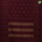 Dark Maroon Gold Zari Peacock Butta Design Self Colour Double Line Border Design Traditional Silk Saree