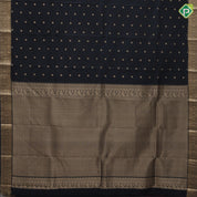 Black Colour Gold Zari Small Flower Butta Design Self Colour Mango Mayilkan Border Design Luxury Black Silk Saree