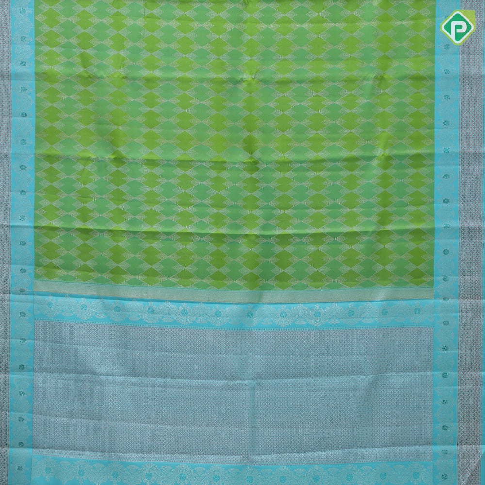 Parrot Green Rexsona Green Silver Zari Diamond Design Rexsona Green Floral Border Design Trendy Silk Saree