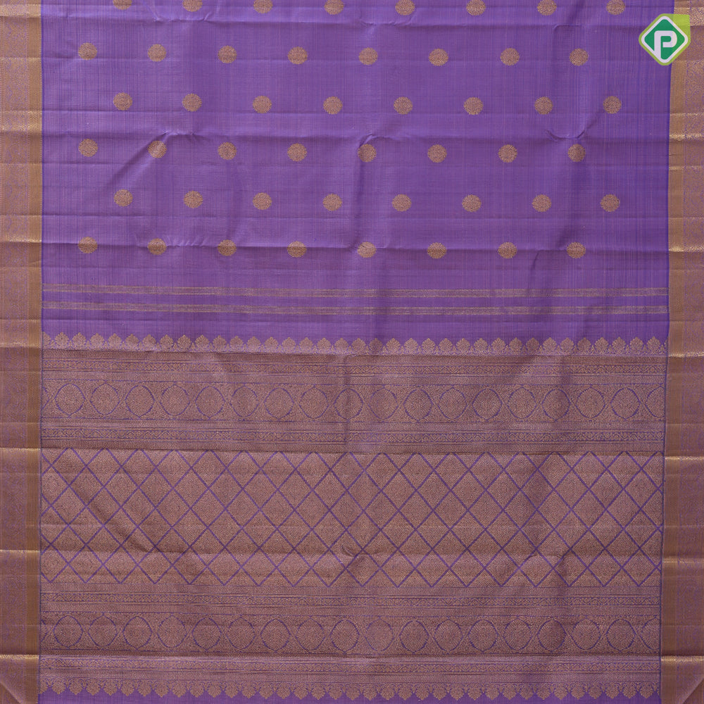 Dark lavender gold zari chakkaram butta motifs self gold zari double peacock butta design border traditional silk saree
