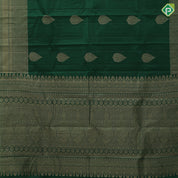 Bottle green gold zari leaf design self gold zari mango butta border gift silk saree