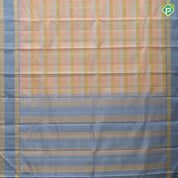 Pink yellow grey tricolor gold zari checks design grey with gold zari rettapet border trendy designer silk saree