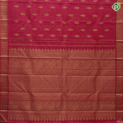 Rani Pink Gold Zari Vairaoosi Lines Gandaberunda Butta Design Self Colour Ruthracham Mayilkan Border Design Traditional Silk Saree