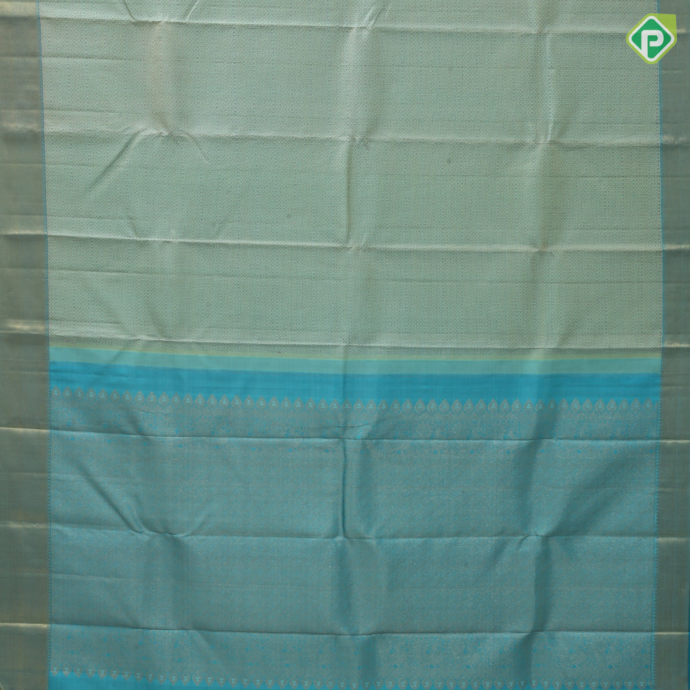 Pista green pink silk thread work embroidered design rexona green gold zari bavanji border traditional silk saree