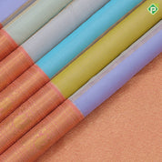 Multi color gold zari self designed stripes baby pink gold zari elephant butta design border Kora silk saree