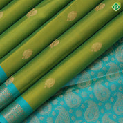 Parrot Green Gold Zari Peacock Chagaram Butta Design Rexsona Green Ruthracham Border Design Pure Mix Silk Saree