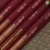Marron Gold Zari Vairaoosi Checks Jumki Design Self Colour Mayilkan Ruthracham Border Design Traditional Silk Saree