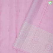 Pale pink and multi color zari rain drop design self silver zari mid meena work geomatical design border trendy designer silk saree