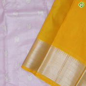 Cherry Blossom Pink Silver Zari Peacock Design Lemon Yellow Thilagam Border Design Tissue Silk Saree